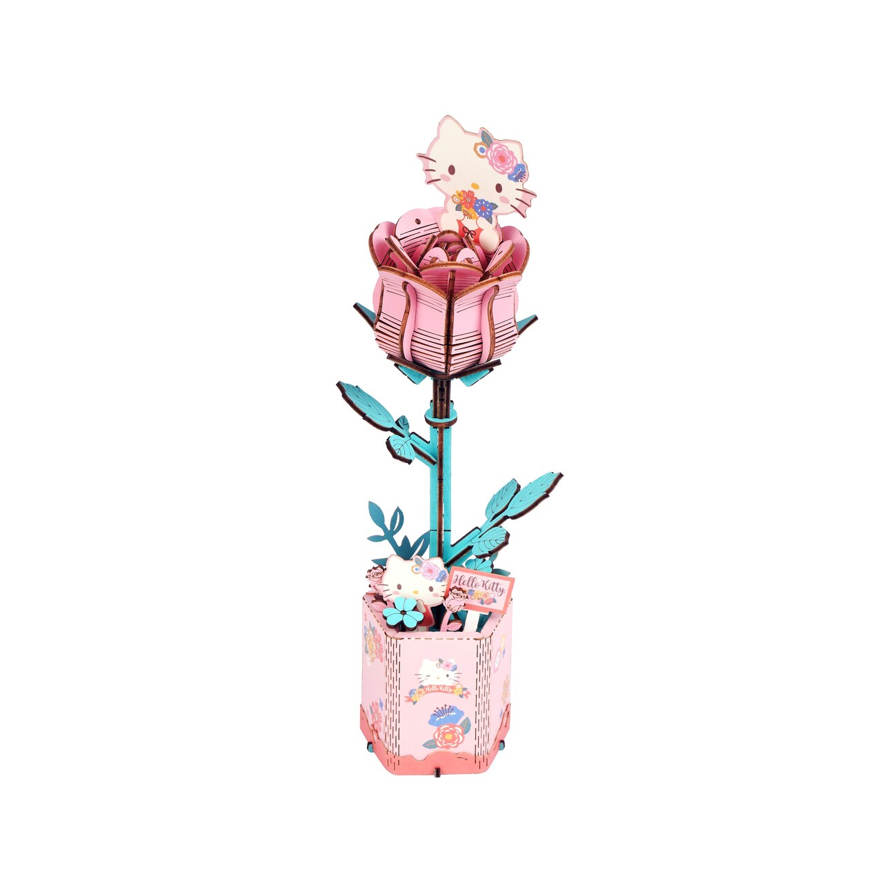 Hello Kitty® and Friends Hello Kitty Pink Rose - 3D Wooden Flower Puzzle